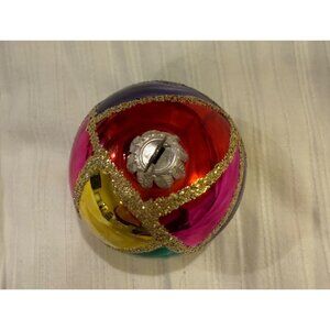 Vintage Multicolor Glass Christmas Ornament With Glitter Accents